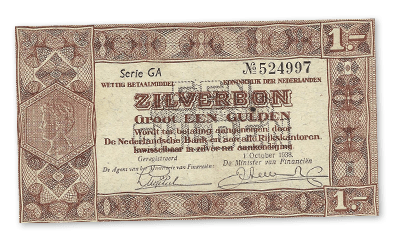 1 Gulden Zilverbon uit 1938